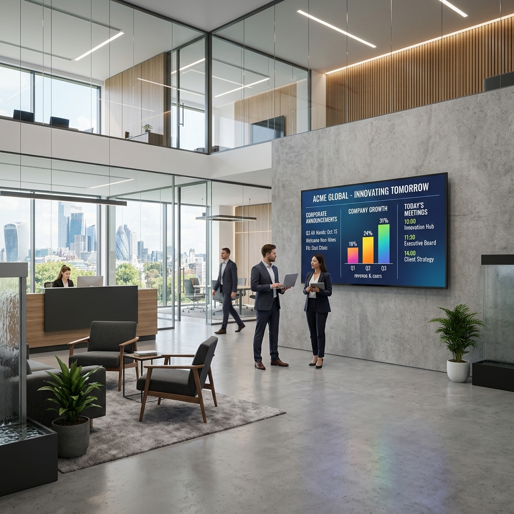 Digital Signage in a Corporate Lobby